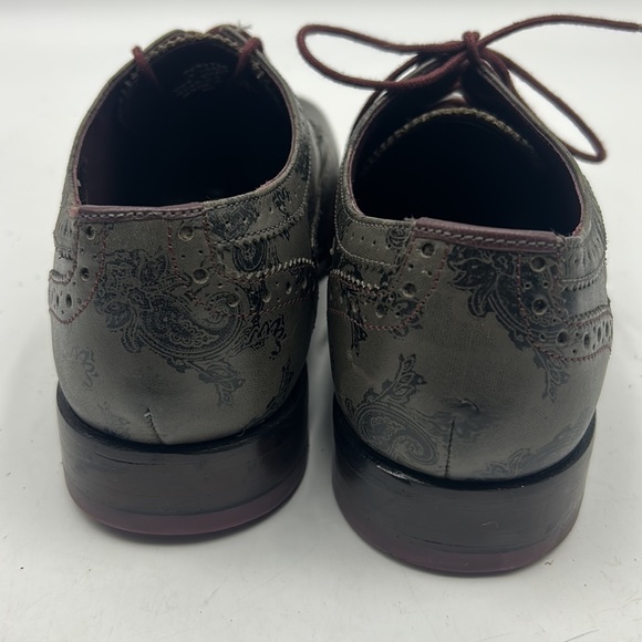 TED BAKER LONDON PORTER OXFORD MENS SIZE 7 GRAY BLACK PRINT LEATHER SHOES - Picture 3 of 11